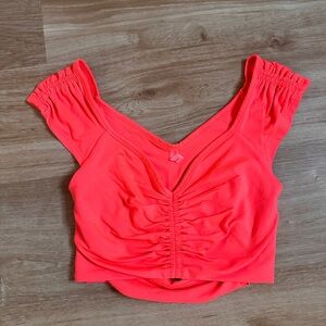 FP Movement by Free People Neon Pink Ruched Crop Top